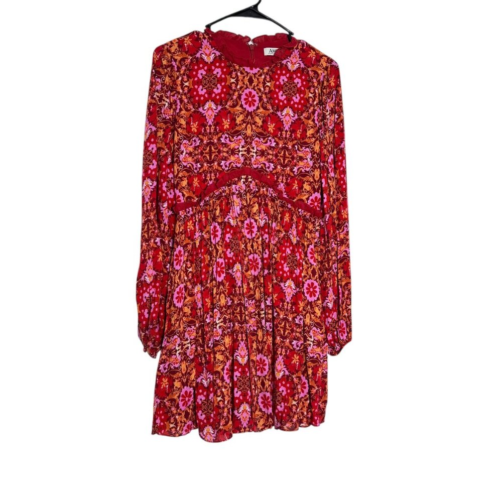AMUR Codi Floral Long‎ Sleeve Minidress In Rosewood Kaleidoscope Paisley - Picture 4 of 12